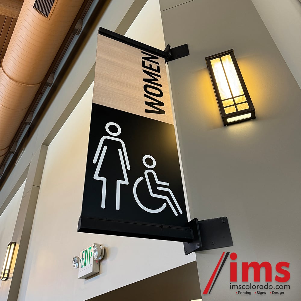 We made these custom restroom signs for #MissionHillsChurch and #Enviropop using matte black vinyl, #DiNoc, and custom steel brackets. Thanks for #keepingitlocal! #SignatureWorthy #ChurchSigns #SignInstall #imscolorado #3M #LittletonChurch