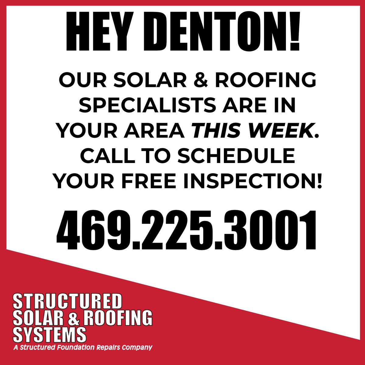 Our Roofing Specialists are in and around the Denton area this week.  Call now to schedule your FREE inspection! 

#freeinspection #DentonTX #CorinthTX #LakeDallasTX #HickoryCreekTX #ShadyShoresTX #SangerTX #PonderTX #ArgyleTX #JustinTX #PilotPointTX #roofinginspection