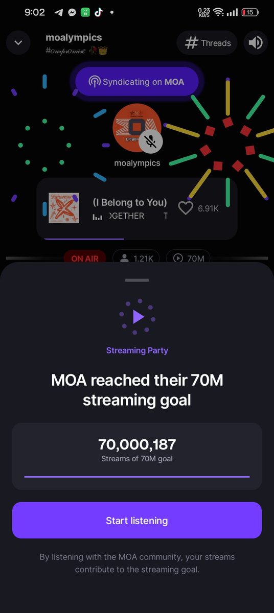 CONGRATULATIONS @moa_lympics !!! 70M STREAMS ACHIEVE 🤍