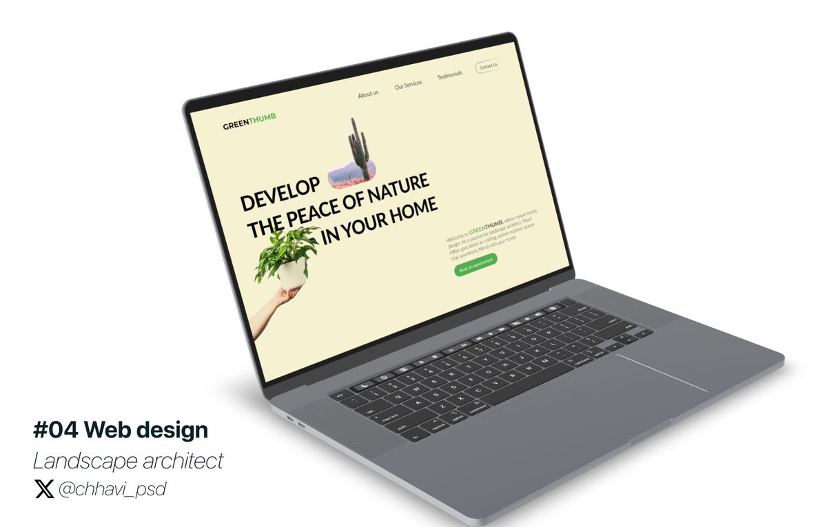 Hey everyone!
Take a look at day 04 for the web design challenge!
Today I made a homepage for a Landscape architect's consultancy!
Do take a look!
I'm looking for some feedback!
#ui #LearnInPublic

figma.com/proto/ts4j4beD…