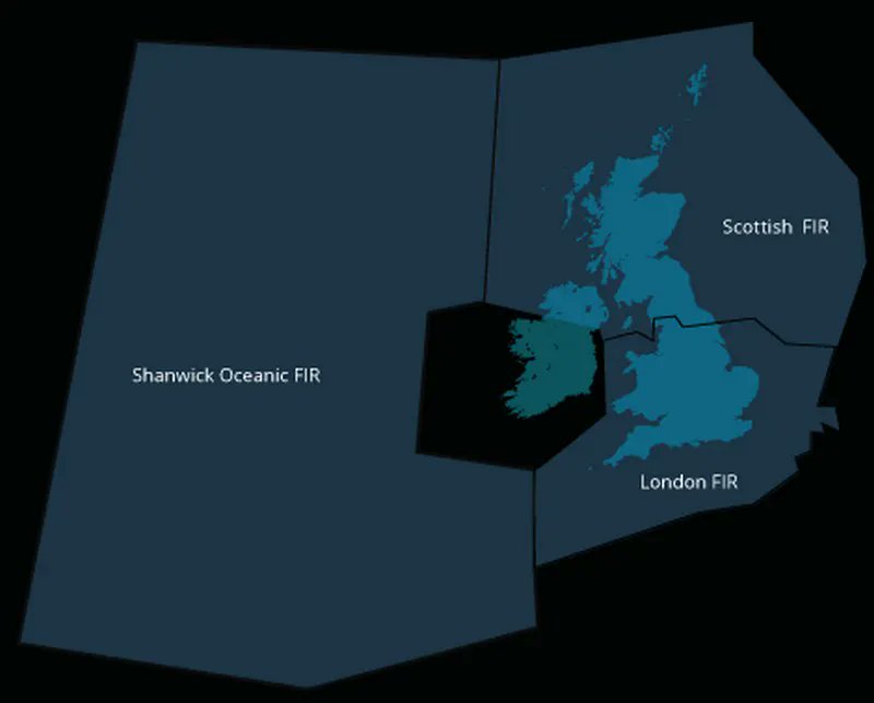 All airspace around the world is divided into Flight Information Regions (FIRs). Each FIR is managed by a controlling authority (in this case the UK). The UK’s Airspace is divided into three FIRs; London, Scottish and Shanwick Oceanic.