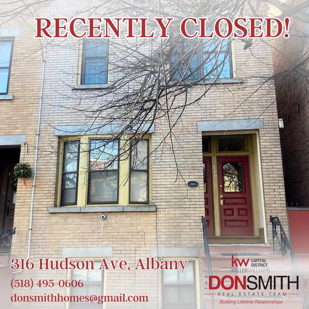 Our buyer client wanted his first investment property, and we didn't disappoint! Congrats to him on the first of many properties The Don Smith Real Estate Team will help him to purchase.

#TheDonSmithRealEstateTeam
#SeeSoldSignsSooner
#KellerWilliams
#KW
#316HudsonAv
#Albany