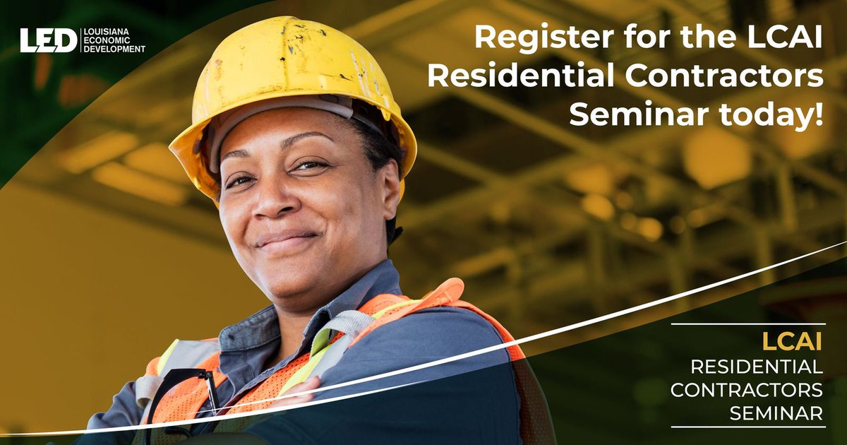 Learn industry best practices through the LCAI Residential Contractors Seminar. Registration closes Friday, May 31. Class: June 3 – August 7 Mon & Wed 6–8 pm - 10 weeks $350 opportunitylouisiana.gov/program/lcai-r…
