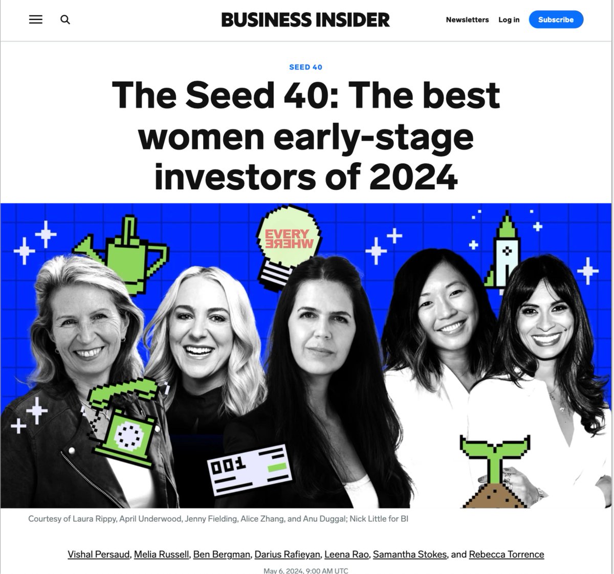 🌱 Thanks to @BusinessInsider for including @EverywhereVC co-founder @jefielding in the list of the best women early-stage investors. Grateful to be part of such an inspiring group! Read the full article here: businessinsider.com/seed-40-best-w… cc @meliarobin, @scottehartley