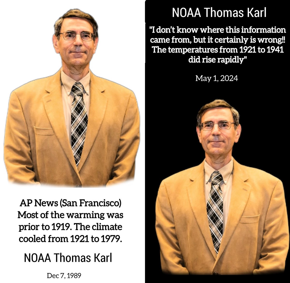 Thomas Karl vs Thomas Karl One is telling the truth. The other one is lying. 🤔 h/t @NOAAClimate