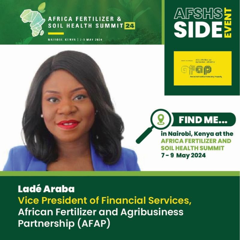 I'm speaking about financing agricultural inputs supply using blended finance at the Africa #Fertilizer &amp; Soil Health Summit. I’ll also share about <a href="/AFAPPartnership/">African Fertilizer and Agribusiness Partnership</a>’s Trade Credit Guarantees, which provide credit enhancement to increase input sales to SMEs that serve farmers