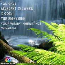 Psalm 68:9 You gave abundant showers, O God; you refreshed your weary inheritance. We have to stay mindful that we all will have dry days we experience and daily challenges life brings. GOD sees what you’re going through! HE is about to give you an abundances of rain! Get ready!