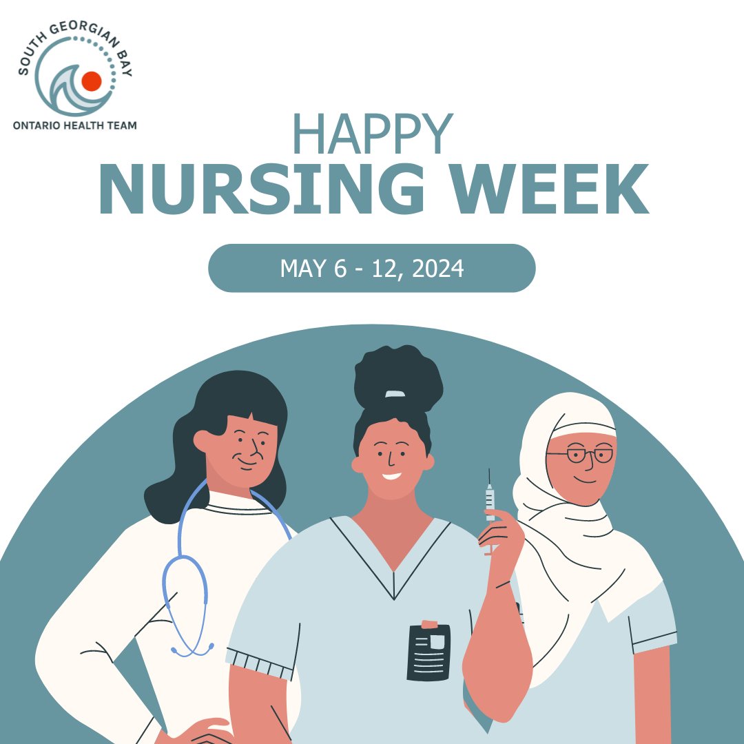 Happy Nursing Week! 

Join us in celebrating and thanking our South Georgian Bay nurses for all they do to support our community. We are so grateful for your dedication, compassion and care!

#Nursingweek #OHTs #OntarioHealthTeam