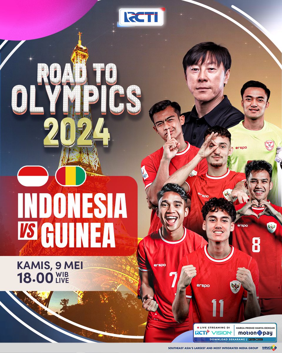 Slot Olimpiade Paris 2024 INDONESIA vs GUINEA Kamis 9 Mei 2024 18.00 WIB RCTI LIVE ✊️🇮🇩 ONONE MUNG BISMILLAH