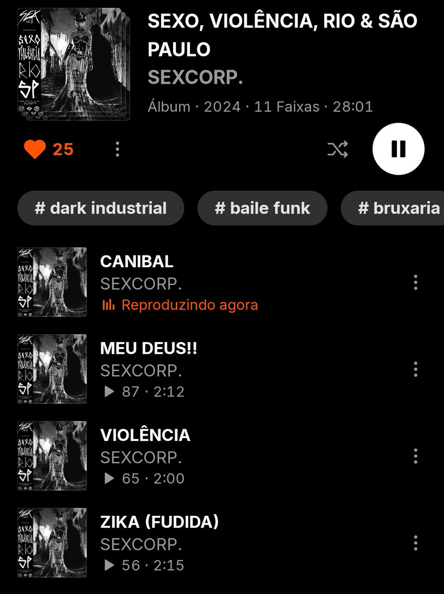 Good monday everyone, reminder that I possibly released the best darkwave project in Brazil's history and I invite you to listen to it. I KID YOU NOT! @sexcorpdot

SEXO, VIOLÊNCIA, RIO & SÃO PAULO

OUT NOW ON BANDCAMP, SOUNDCLOUD AND YOUTUBE! LISTEN TO THIS SHIT!!