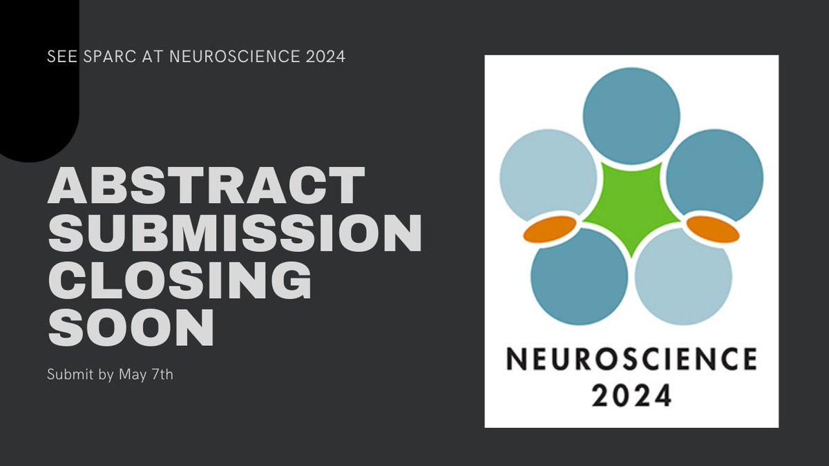 Submit your research for #SfN24 before abstracts close tomorrow! Don't miss this chance to share and collaborate with experts worldwide in researching the body and brain. Join SPARC at SfN 2024 and pay us a visit at booth #1764! bit.ly/49JeCup @SfNtweets #opendata