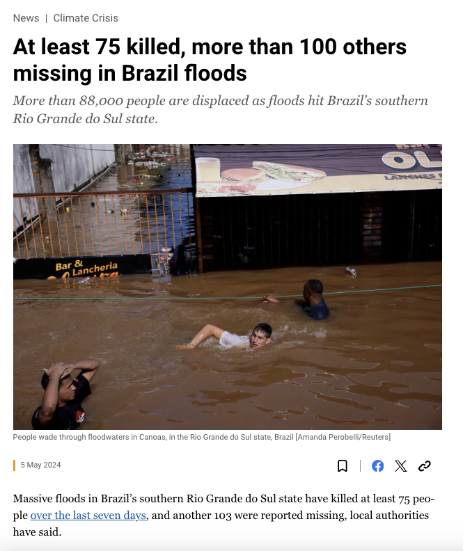 Greenpeace's tweet photo. Kenya and Brazil are currently experiencing some of the WORST extreme weather events in their HISTORY.

Extreme weather disasters have killed over 17000 PEOPLE in the last year.

How many more tragedies will it take for the world's leaders to take action against fossil fuels? https://t.co/nTiPTGzAkr