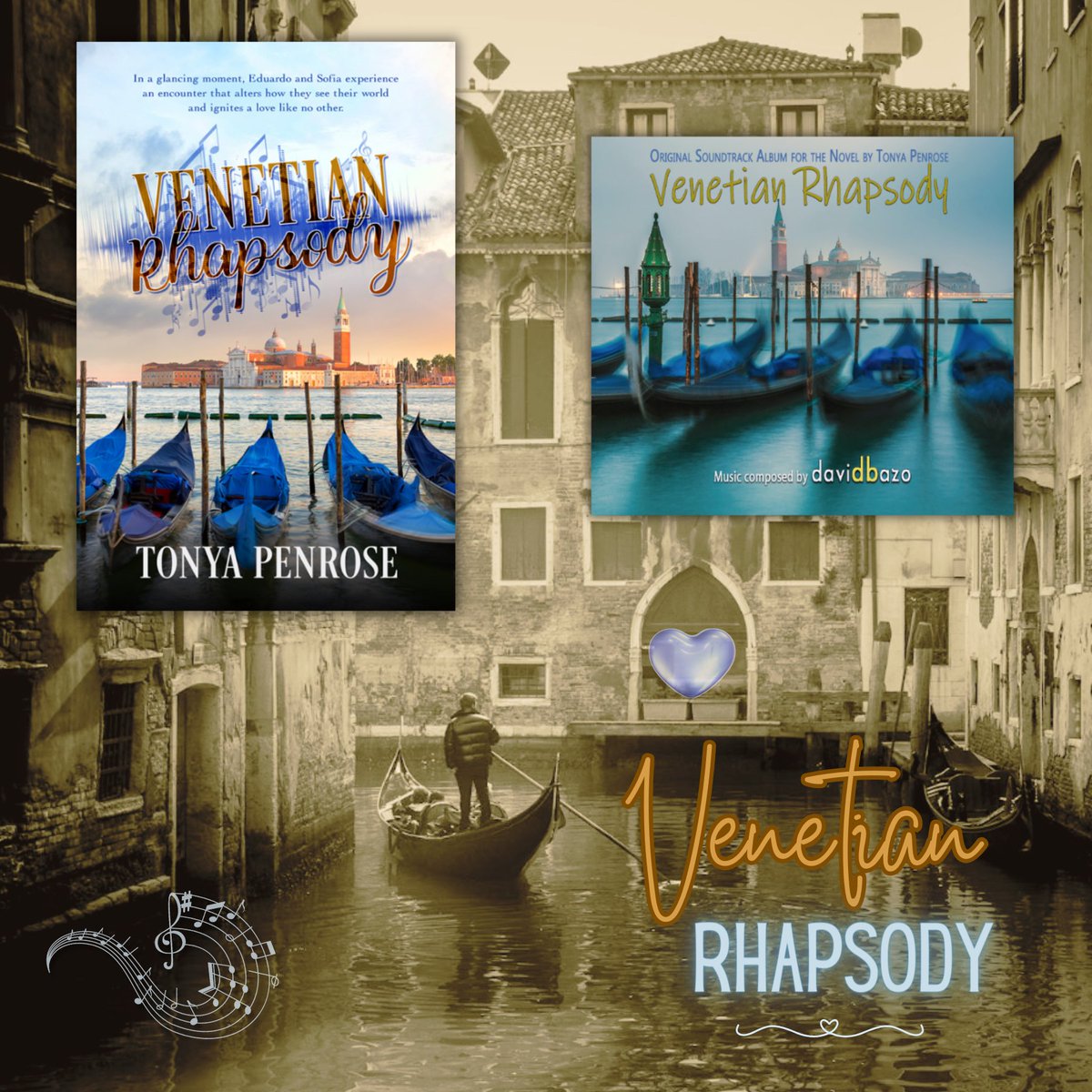 Tonya Penrose and David Bazo held a vision. Create a fully immersive experience with 📓words and 🎹music. 🖤🎹🖤VENETIAN RHAPSODY🖤🎹🖤 Sofia and Eduardo's grand love leads them on a path shattering time constraints. 🎹davidbazo.bandcamp.com 📓mybook.to/YzPYEgl…