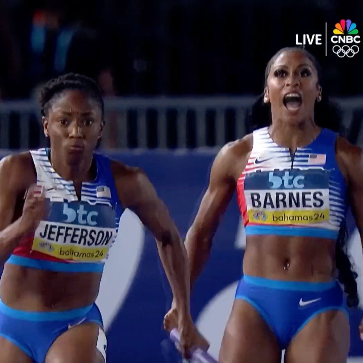 Fastest splits: #WorldRelays women's 4x100m final 9.98🇺🇸Melissa Jefferson 10.05🇬🇧Amy Hunt 10.16🇳🇱Tasa Jiya 10.23🇺🇸Gabby Thomas 10.26🇦🇺Torrie Lewis 10.28🇩🇪Rebekka Haase 10.29🇨🇦Audrey Leduc 10.31🇺🇸Celera Barnes 10.32🇩🇪Gina Luckenkemper