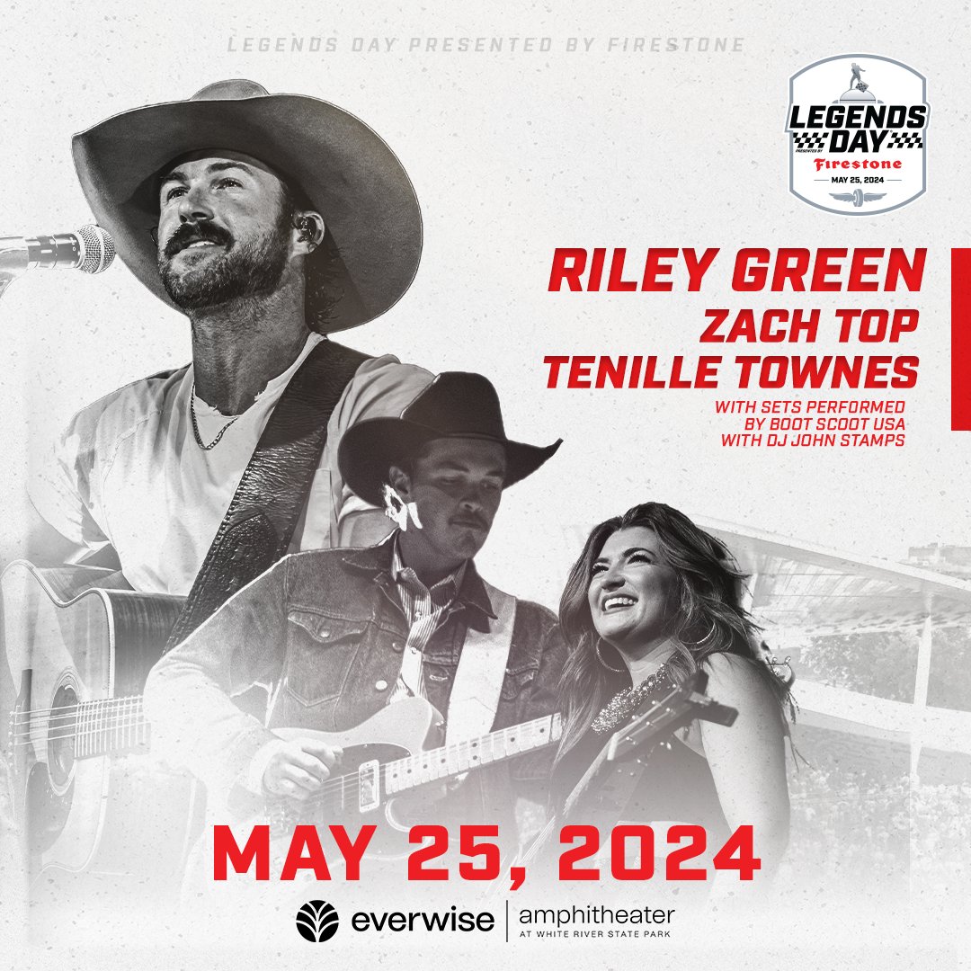 SUPPORT ADDED 🎶 🎸@Zachtopmusic, @tenilletownes and Boot Scoot USA with DJ John Stamps will be joining @RileyGreenMusic at Firestone Legends Day on Saturday, May 25! 🎫 Grab tickets now! | livemu.sc/3wnKWFG