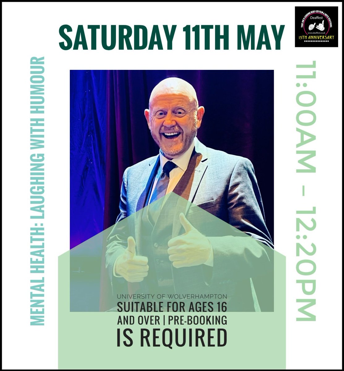 At #Deaffest 2024: A safe space with #Deaf Comedian, Actor and Teacher John Smith where everyday life’s barriers & experiences can be openly shared deaffest.co.uk/events-worksho… Limited spaces, book your place: forms.gle/LwN8MCtjVBJ1HT… #Tuneintodeaffests15th #DeafAwarenessWeek