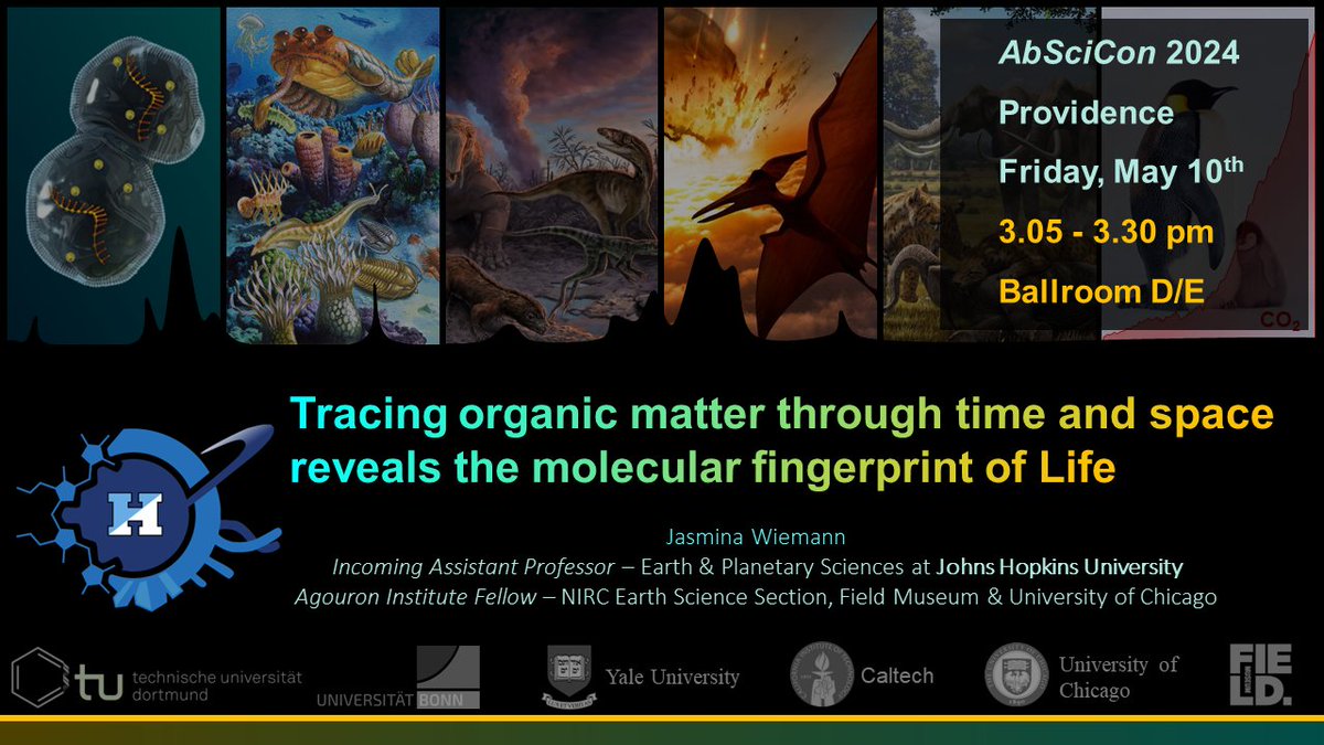 If you are at #AbSciCon24, come and join me for a fun talk on #biosignatures, #paleobiology, #astrobiology, & #evolution! 
Huge thanks to @aigverte and @MasafumiMurata1 for inviting me to present in their Evo-Astro session! 
🪐☄️👩‍🔬⚗️🧬👽🦠