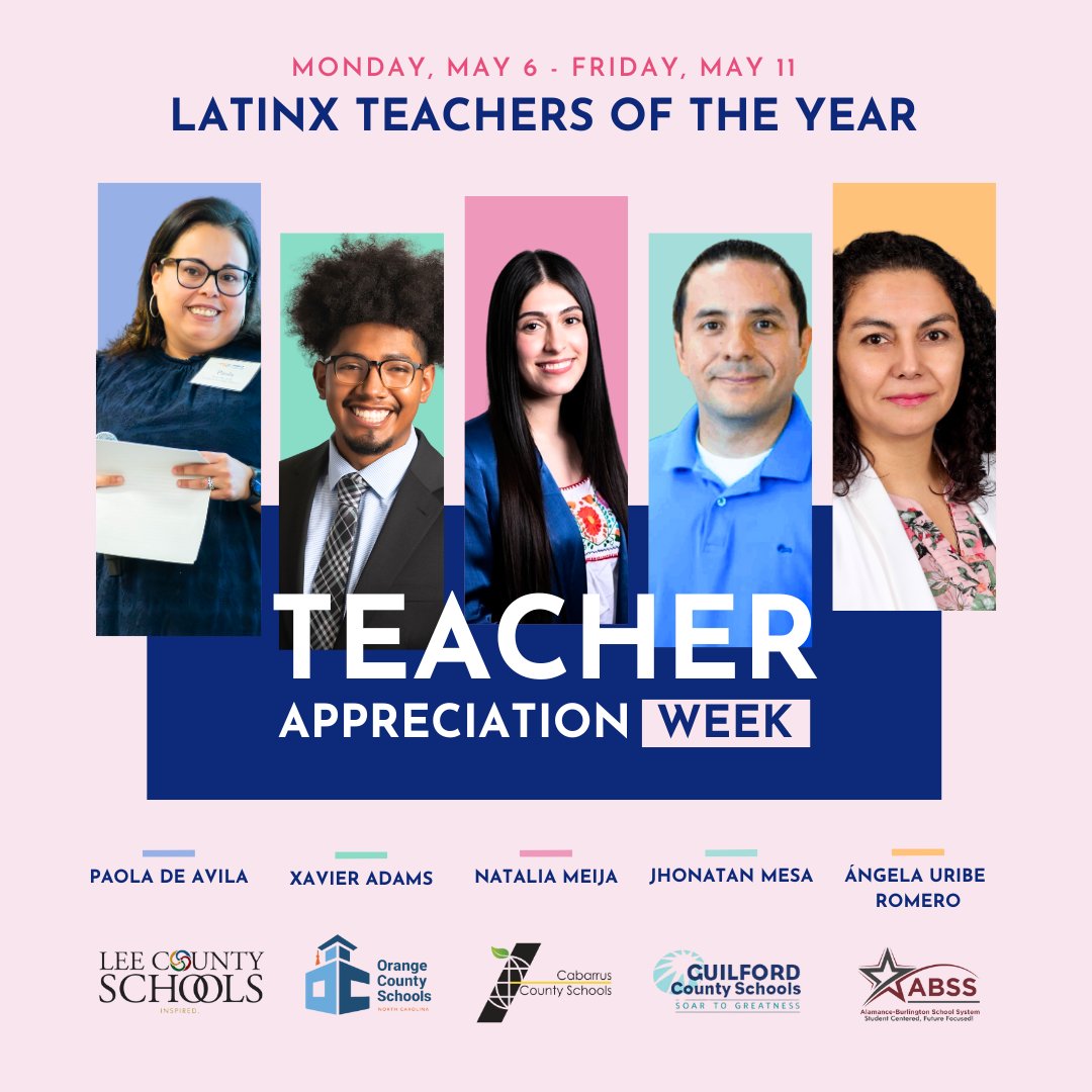 🧡 Stay tuned this #TeacherAppreciationWeek as we highlight the Latinx Teachers Of The Year! We're taking time to celebrate and uplift our teachers who dedicate so much time, effort, and amor for their students! #NCEd #Education #RepresentationMatters