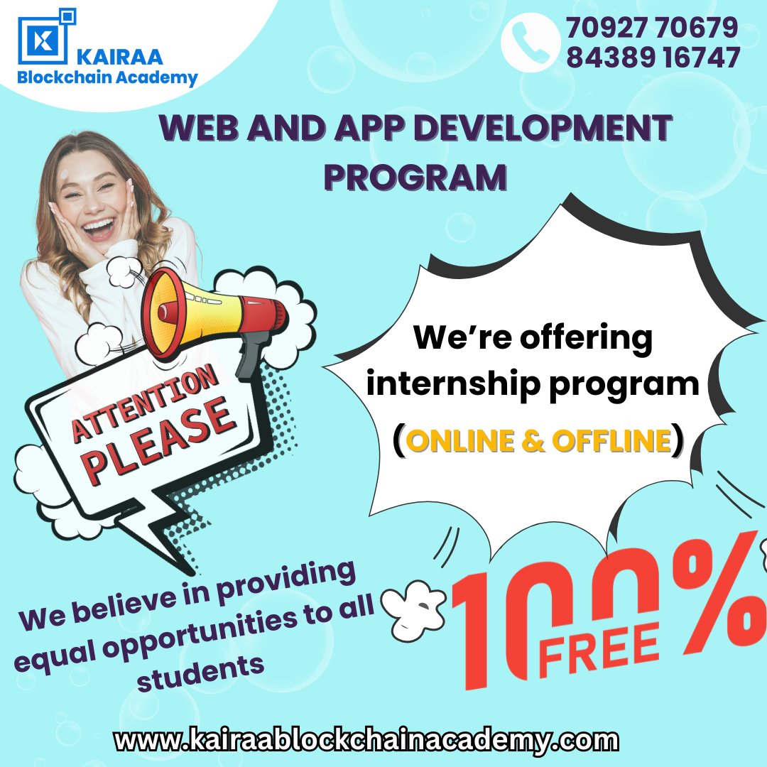 Want to gain valuable web and app development skills this summer?
Kairaa Academy is offering an amazing summer internship program that won't disappoint!  Don't miss this opportunity.
#kairaaacademy #WebDevelopment #AppDevelopment #SummerInternship #Edu #skills #career #blockchain