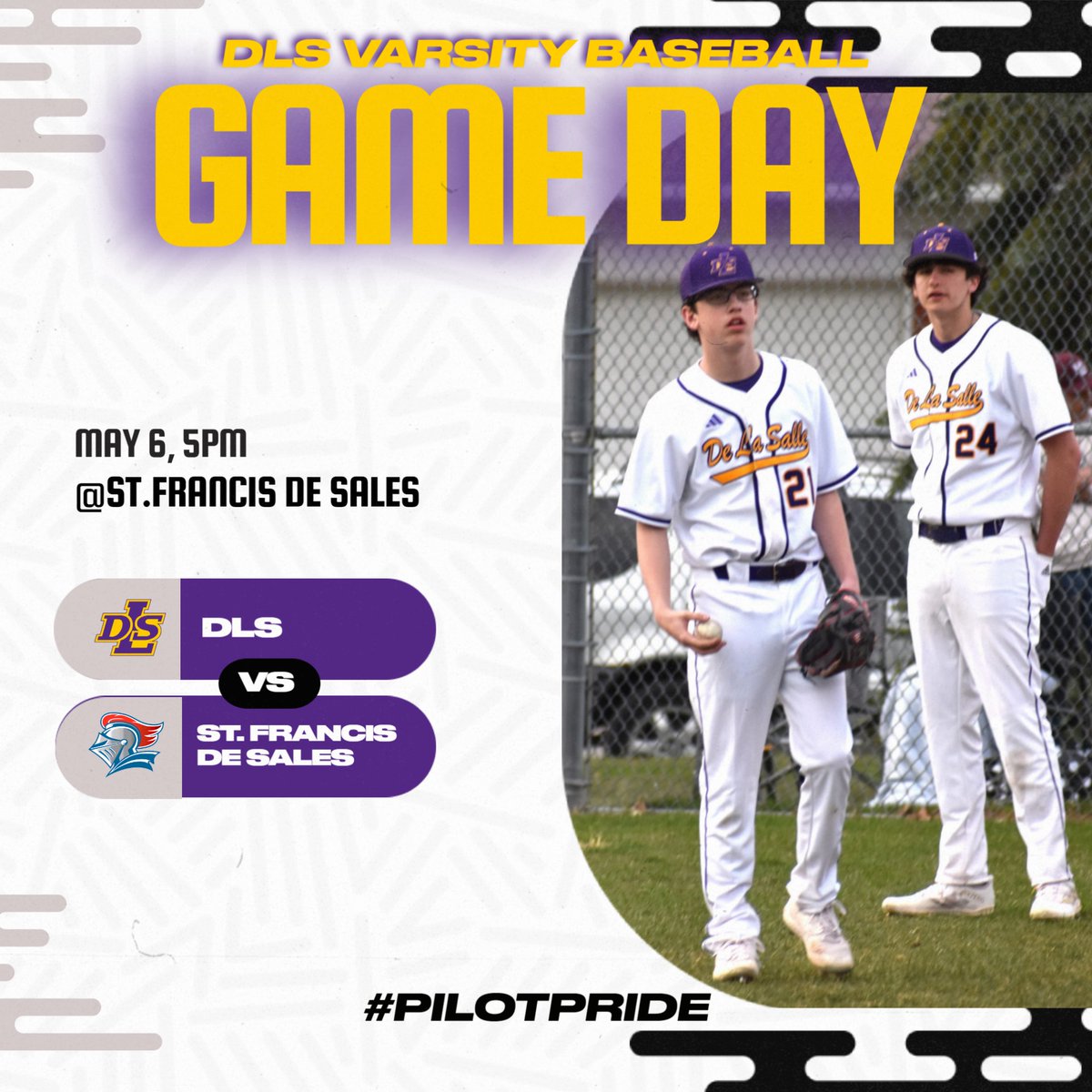 DLS Varsity Baseball is on the road to take on Toledo St. Francis de Sales at 5PM today, May 6. Let’s go, Pilots! 

#PilotPride @Pilots_Baseball @CHSL1926