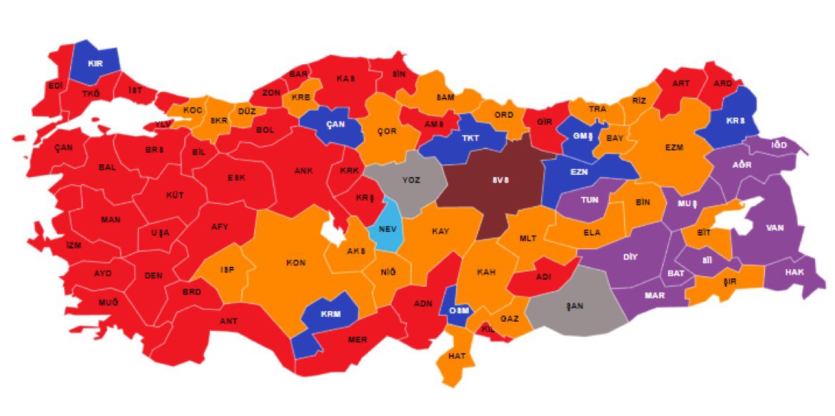 YSK, 31 Mart seçimlerinin kesin sonuçlarını açıkladı. Katılım oranı: %78.12 CHP: 14 büyükşehir, 21 belediye AKP: 12 büyükşehir, 12 belediye DEM: 3 büyükşehir, 7 belediye YRP: 1 büyükşehir, 1 belediye MHP: 8 belediye İYİP: 1 belediye BBP: 1 belediye