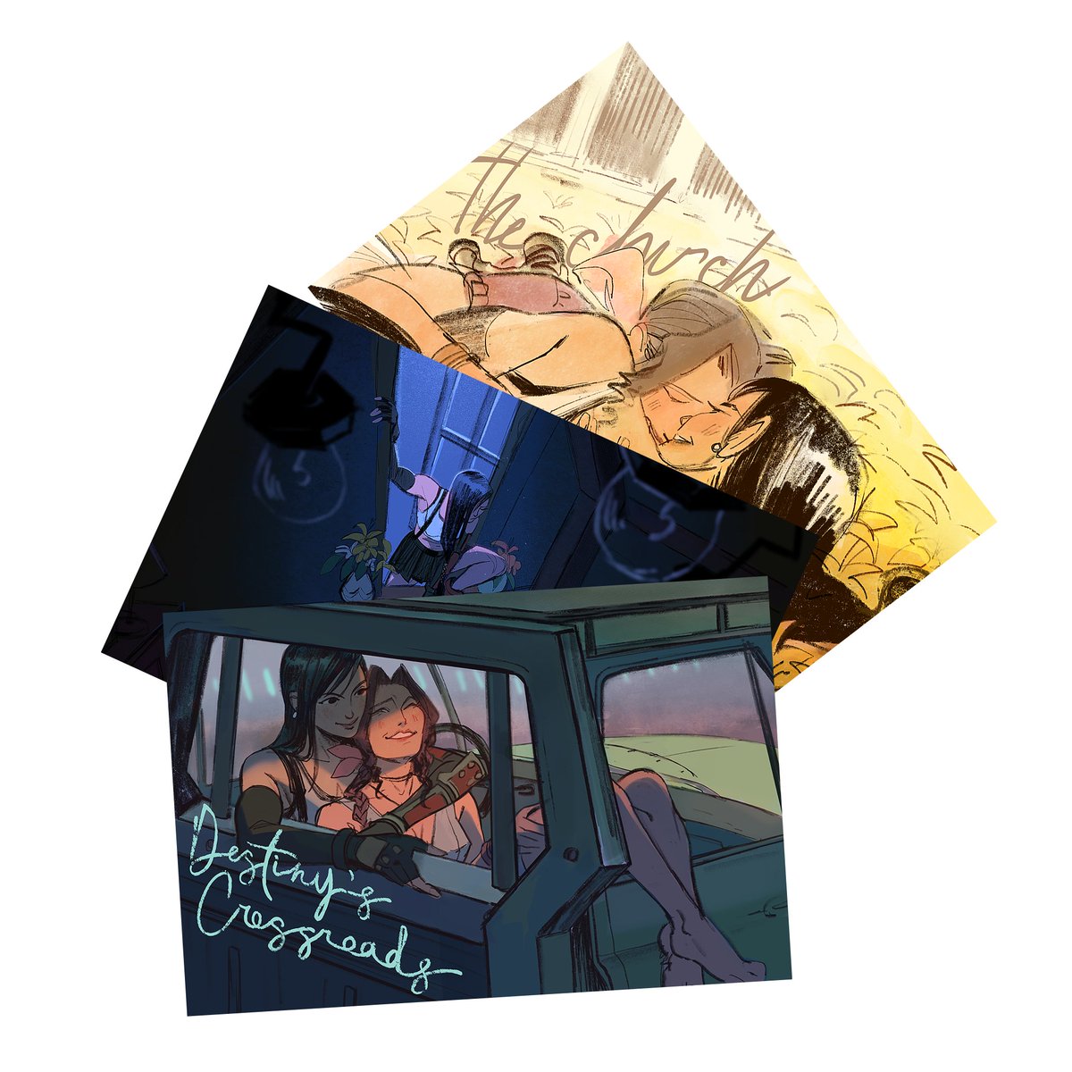 Thanks for weighing in!! You can p*rchase a reprint of these aerti / final fantasy 7 postcards from the l*nk below. Pay what you want, all proceeds will be d*nated toward helping families evacuate g*za #FF7 #FF7R