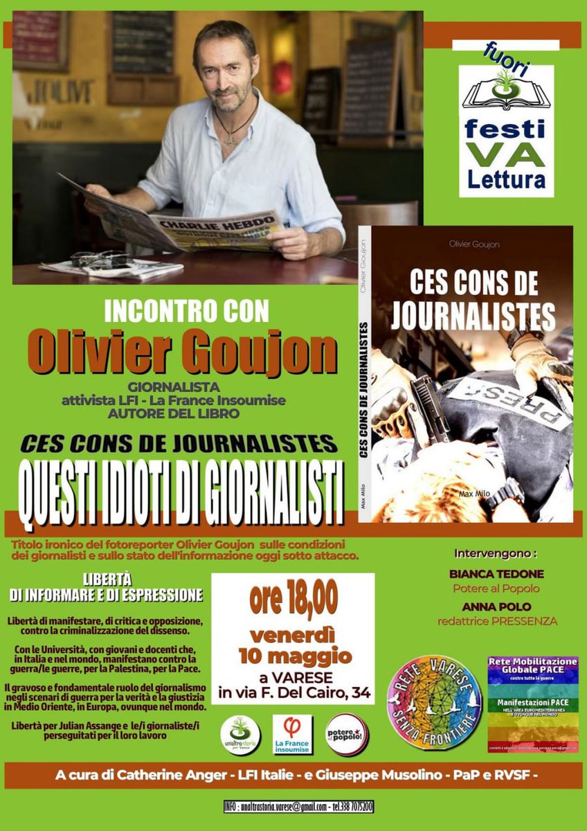 🗯 Liberté d’expression sous contrôle ! (actionpopulaire.fr/evenements/05c…) Les Insoumis•es d’Italie du Nord vous invite 🗓ce vendredi 10 mai, 18h 📍via Del Cairo, 34 21100 Varese, Italie