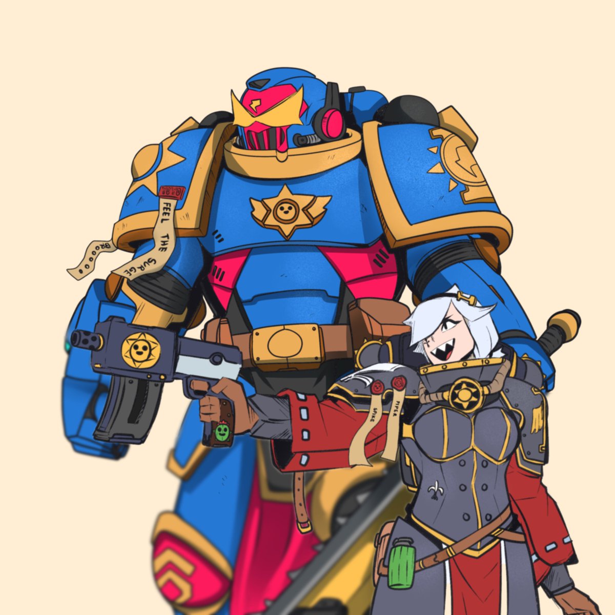 combining my two favorites ✨❤️‍🔥
space marine Surge and sisters of battle Colette 
#warhammer40k 
#BrawlStars