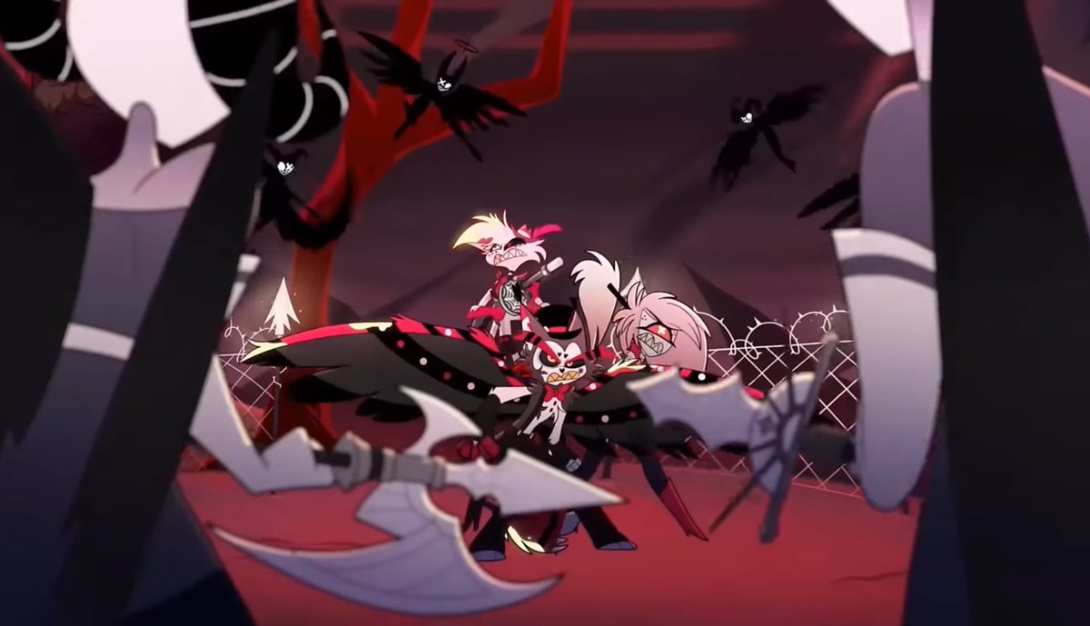 Despite they kinda argued in the sixth episode, it seems like Husk and Cherri don’t hate each other. I love it because they both want Angel to be happy, Cherry just had to understand how important the hotel is for Angel

#Husk #Angeldust #Cherribomb #Hazbinhotel #Huskerdust