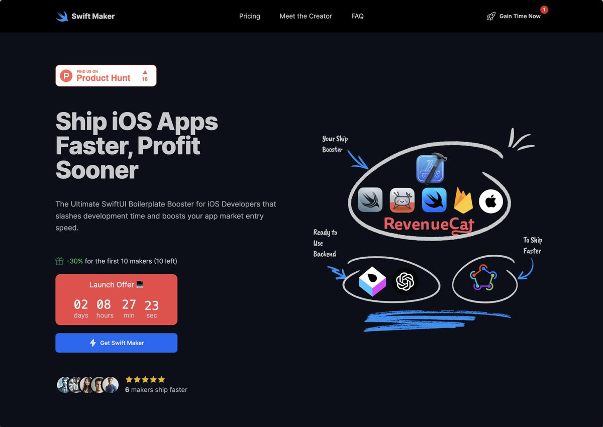 I just prepared the -30% launch offer for #iosdeveloper.

You have until Wednesday to get a complete iOS development system if you want to gain development time and be profitable sooner.

It will be the last one 👇
swiftmaker.dev