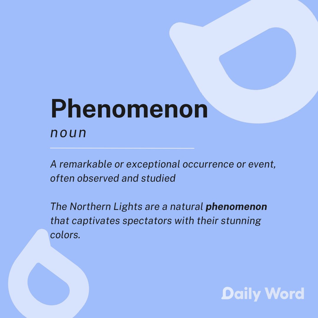 Have you ever felt Phemo, eh? That's what sat Phenomenon.

Are you hungry for more language vocabulary? Click dailywordapp.com once a day.

#learnenglish  #dailywordenglish #dailywordapp #english #learnenglishonline #language