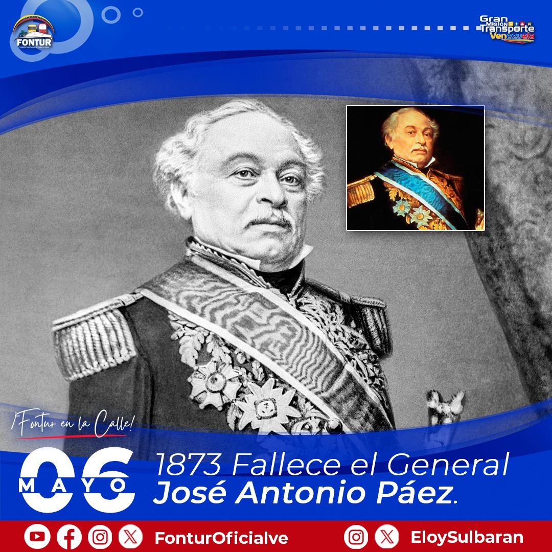 #06May|| Tal día como hoy de 1873, falleció el prócer José Antonio Páez. Fue General en Jefe de la Independencia y líder de La Cosiata, movimiento que originó la separación de Venezuela de la Gran Colombia. Luego ejerció la presidencia en tres oportunidades. #PatriaSeguraConNico