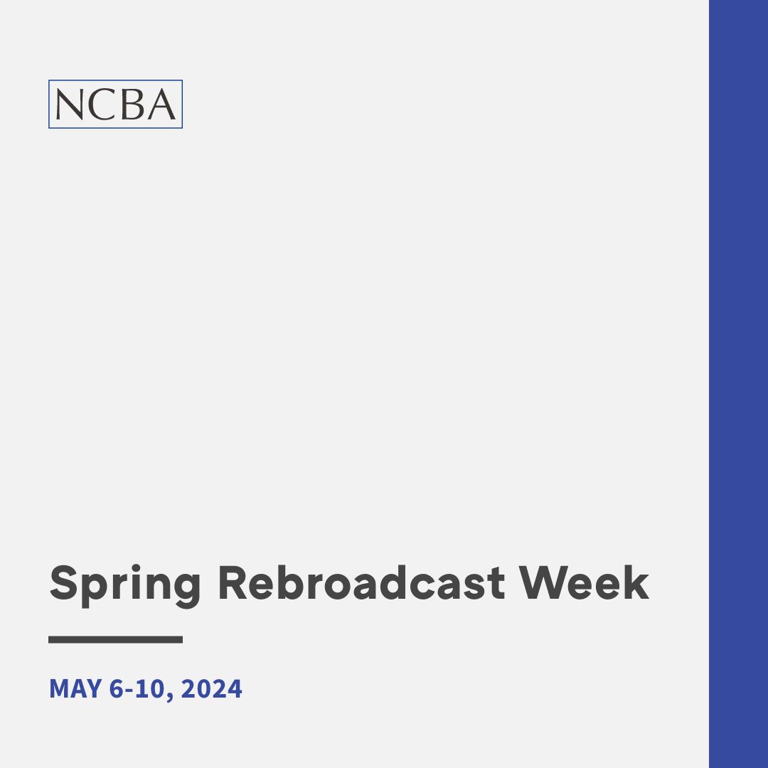 The NCBA CLE Spring Rebroadcast Week starts today! Don't miss out on the 15 available rebroadcasts ranging from case law updates to practical how-tos. 📚 Browse the program offerings: buff.ly/4a7yw2l.