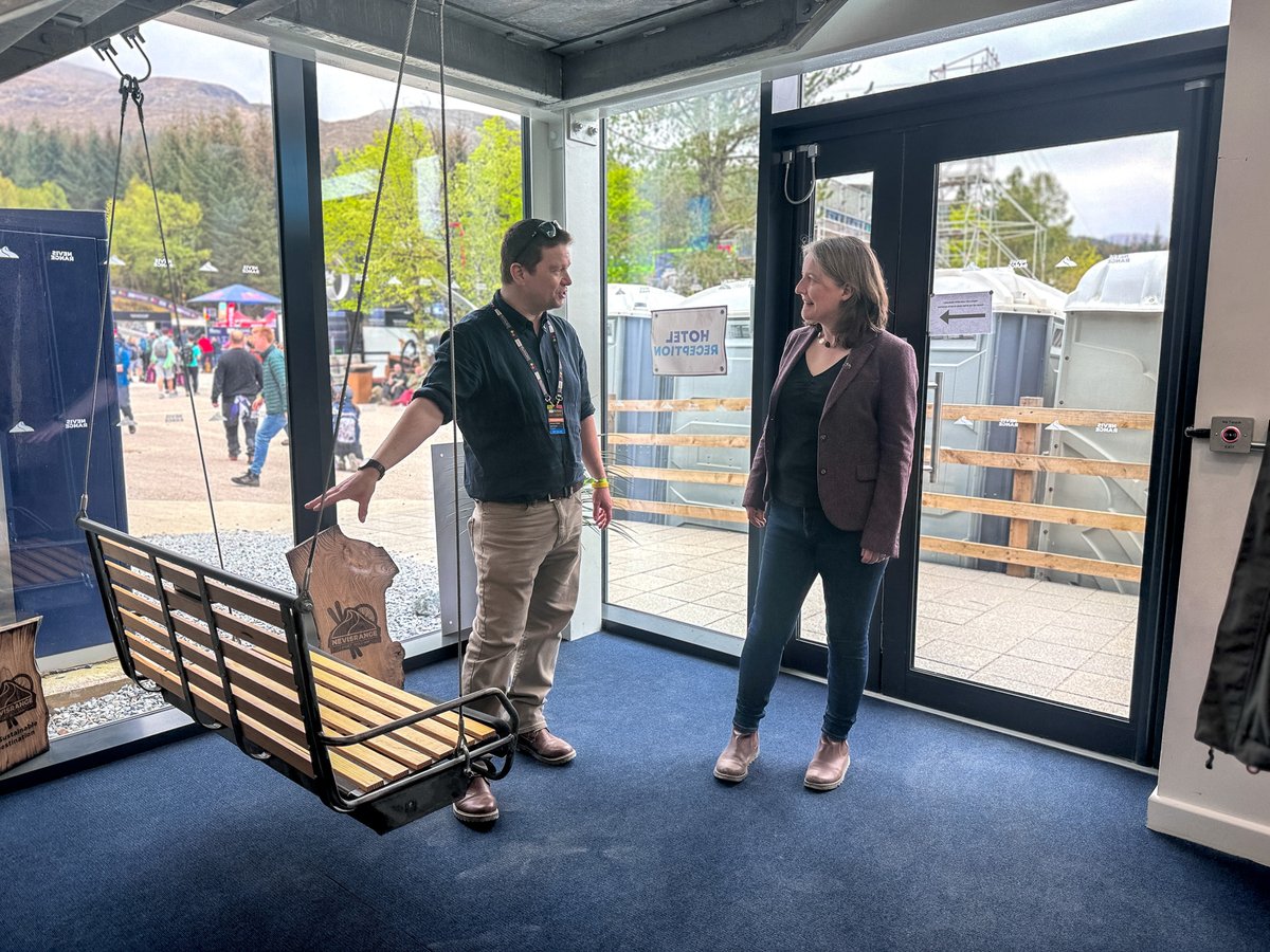 This weekend, we were privileged to host @MareeToddMSP Minister for Social Care, Mental Wellbeing, and Sport, at the heart of the Scottish Highlands during the thrilling Fort William MTB World Cup 😀