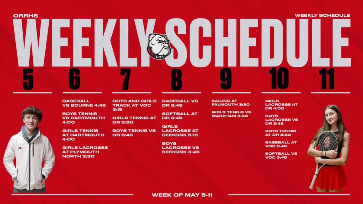 Weekly Schedule! Go Dogs!!