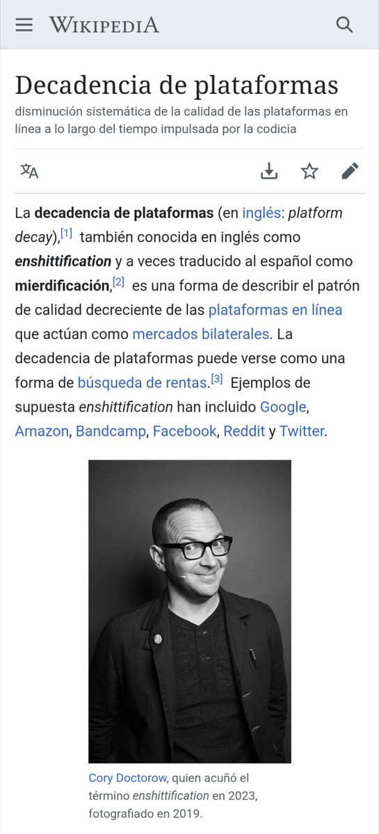 .@laverias_ creó en 2016 la traducción libre al español de 'enshittification', que @doctorow acuñó en 2023. 🤯