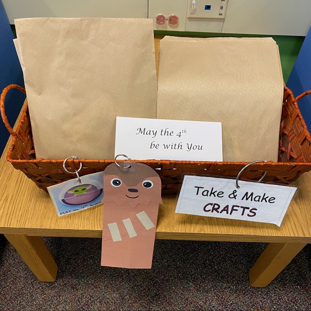 Stop by the Robbinsville branch to pick up a craft to make your own Chewie or baby Grogu! May the force be with you! #starwarsday #maythefourth #grogu #robbinsville