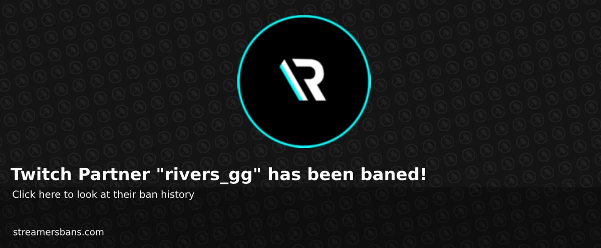 ❌ Twitch Partner 'rivers_gg' has been banned! ❌

streamerbans.com/user/rivers_gg
#twitch #ban #firstban #partner #twitchpartner ⏫