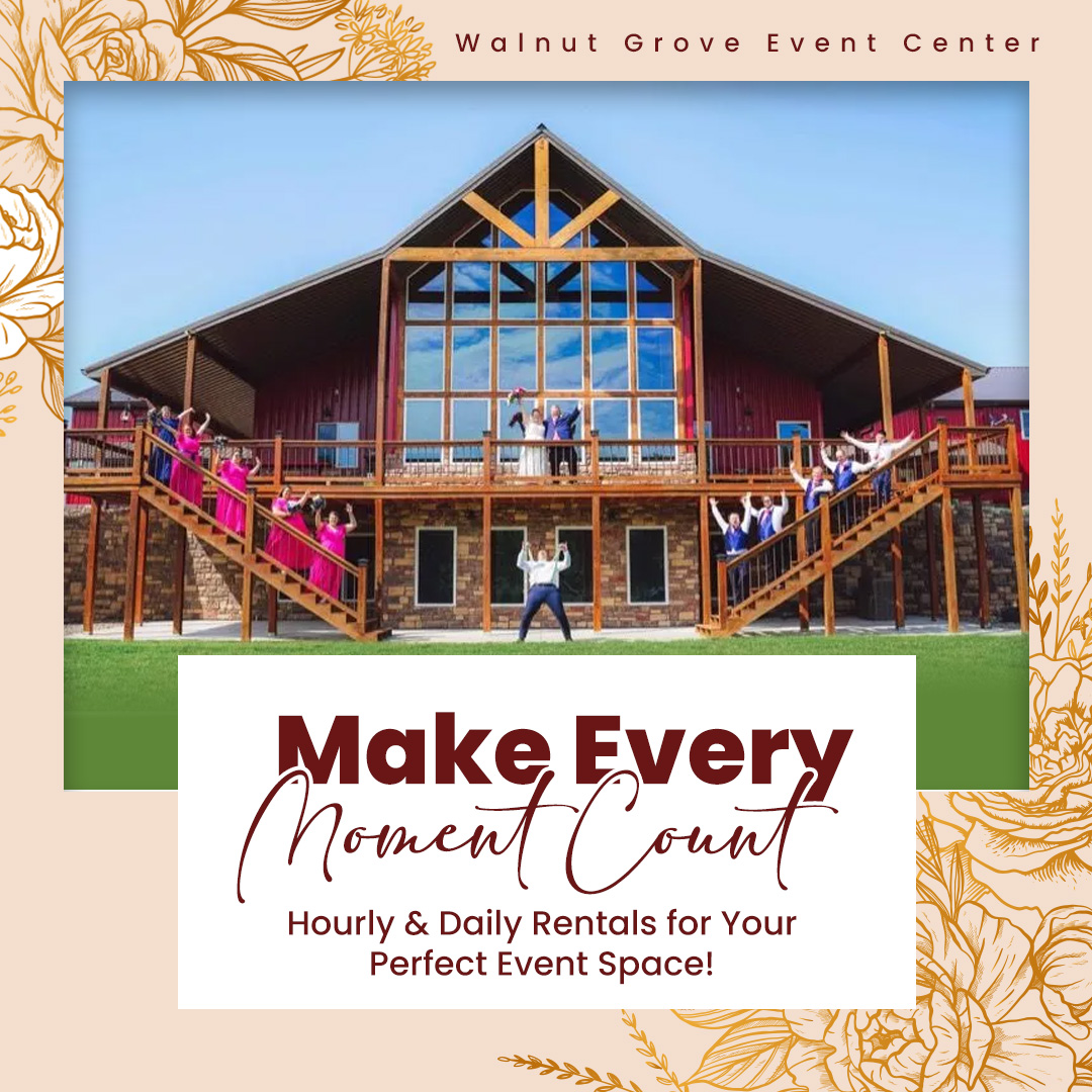 #WalnutGroveEventCenter has hourly and daily rentals, making it easy to create unforgettable memories in a beautiful setting. For weddings, corporate events, or any special celebration, our venue is the ideal choice.🥂🌿 #WeddingVenue #UnforgettableMemories #CaptureTheBeauty