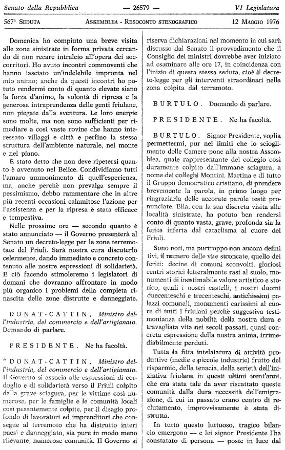 #DibattitiParlamentari nei #ResocontidAula. Sul #Terremoto del #Friuli del #6maggio1976 intervengono il Presidente Spagnolli, il Ministro dell'industria, del commercio e dell'artigianato Donat-Cattin e i senatori di tutti i gruppi senato.it/service/PDF/PD…