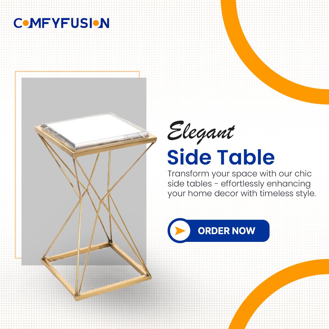 Elevate your space with the stylish and functional side table from Comfyfusion. Perfect for adding a touch of modern elegance to any room. Discover convenience and style in one compact design. 
.
.
#Comfyfusion #SideTable #HomeDecor #ModernDesign #FunctionalFurniture