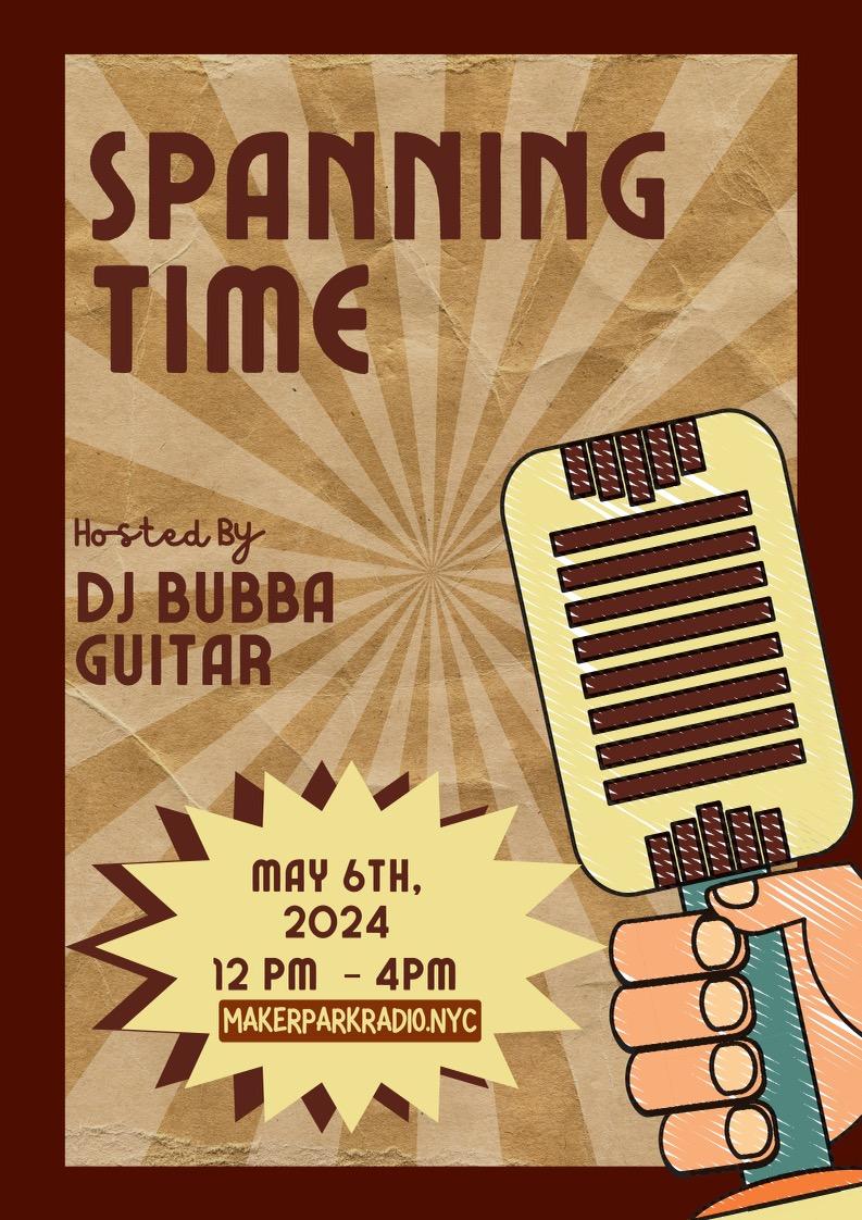 A happy &amp; rockin' Monday morning to y'all. When the clock strikes noon, today's Bubba Guitar - Spanning Time show on MakerPark Radio will commence. Wherever the day takes you come along for a nice Monday music filled ride...
Listen via the free MPR app, the MPR website, etc...