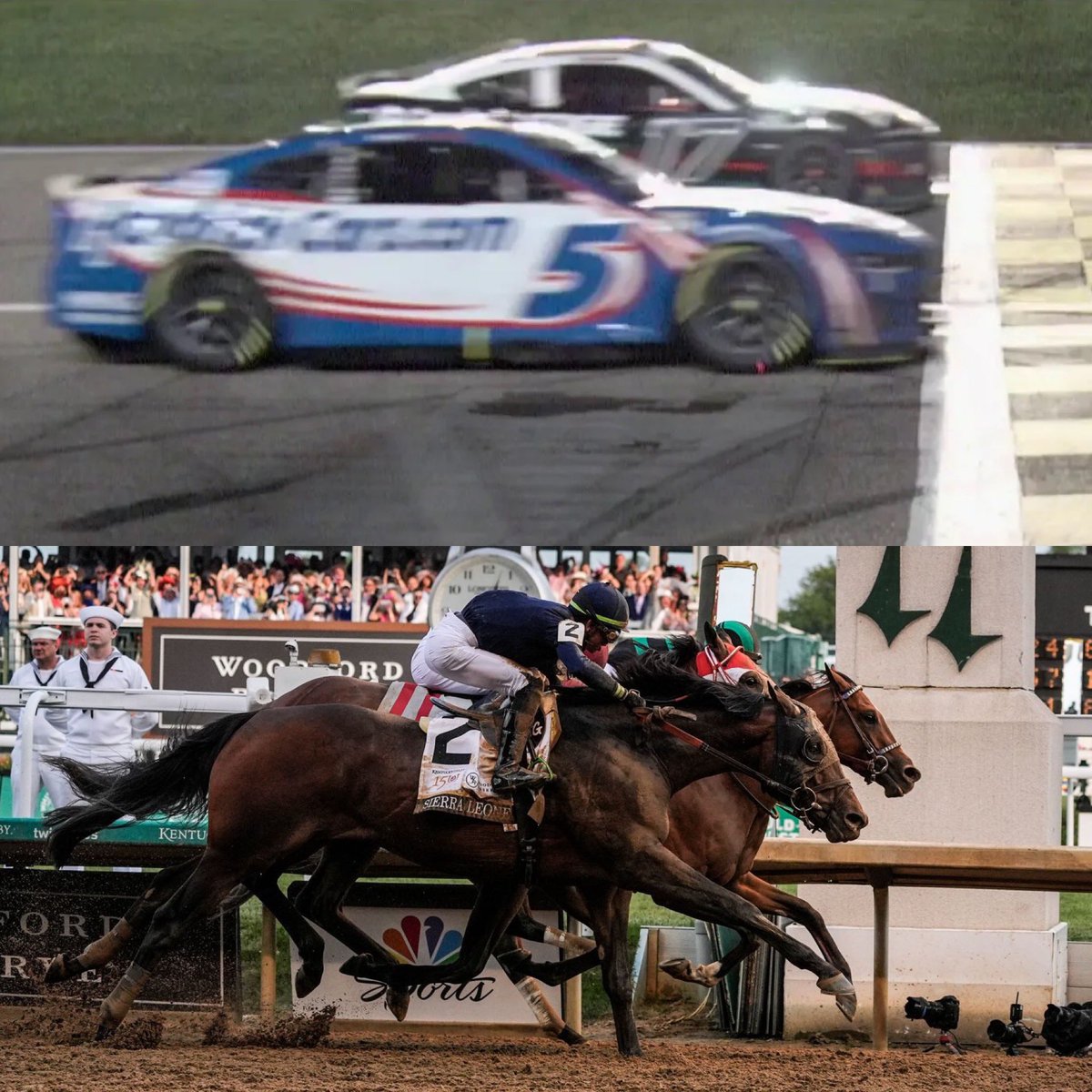 🏇🏁 Which was better: the #KentuckyDerby or NASCAR's #AdventHealth400? 🤔 Both were amazing! #HorseRacing #Motorsports #DerbyVsNASCAR #RacingFans #SportsDebate #FastAndFurious #ExcitingEvents #ThrillingFinish #SundayShowdown #SportsEntertainment
