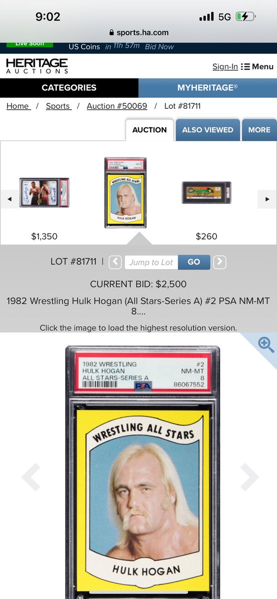 Nice graded copy of the 1982 Wrestling All Stars Hulk Hogan Rookie Card. Curious where this lands #wrestlingcards #hulkhogan #1982wrestlingallstars @CardPurchaser @Tweet_Wrestling @LasVegasSlabs @RealRichHopkins