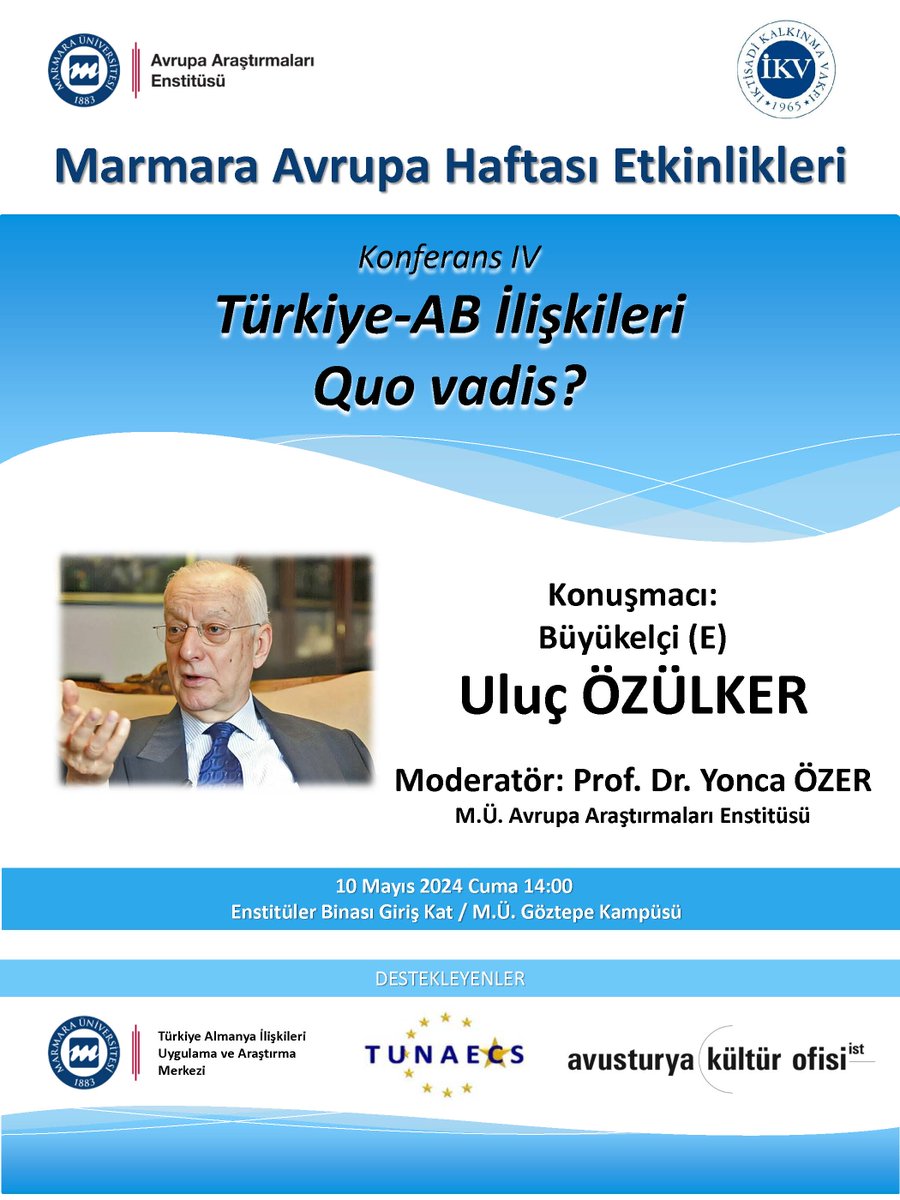 Marmara Avrupa Haftası Etkinlikleri 📅9-17 Mayıs 2024 📌Marmara Üniversitesi Göztepe Kampüsü ▶️avrupa.marmara.edu.tr/notice/2024-ma…