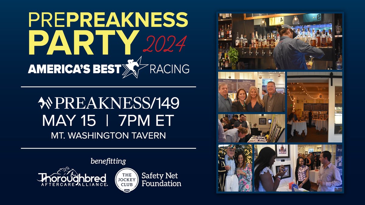 Alright, who's going to be @PreaknessStakes? If you're in Baltimore on Wednesday night, gotta stop by our @ABRLive kickoff party! All proceeds benefit @TBaftercare & @TJC_SafetyNet. Tickets: eventbrite.com/e/9th-annual-p…..