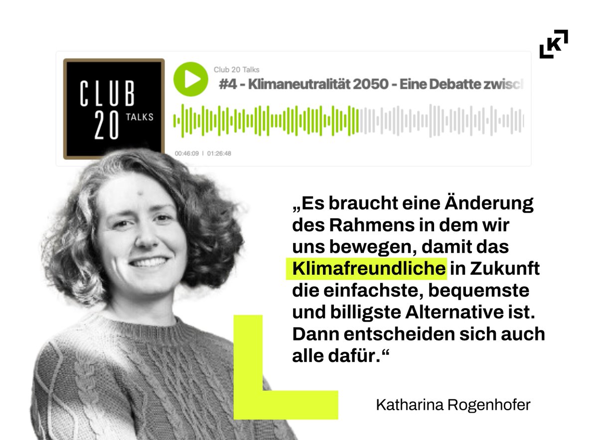 Unsere Sprecherin @KRogenhofer war zu Gast beim Club 20 Talk: “Klimaneutralität 2050 – Eine Debatte zwischen Anspruch und Wirklichkeit'. Moderiert von  @MartinPacher wurde darüber diskutiert, mit welchen realistischen Lösungen die #Klimaneutralität bis 2050 noch zu erreichen ist.