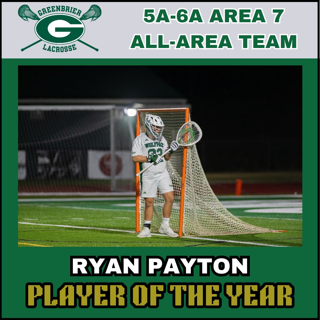 GHS Mens Lacrosse (@ghsmenslax) on Twitter photo Congratulations, <a href="/Ryno502/">Ryan Payton</a>, for being selected as the 5A/ 6A Area 7 Player of The Year.
<a href="/CreswellCurtis/">Coach Curtis</a> <a href="/ghswolfpack/">Greenbrier High</a> <a href="/OfficialGHSA/">GHSA</a> <a href="/CheneyAUG/">Will Cheney</a> <a href="/ShorterLax/">Shorter University Men’s Lax</a> <a href="/JVance32/">Jon Vance</a> Congratulations, <a href="/Ryno502/">Ryan Payton</a>, for being selected as the 5A/ 6A Area 7 Player of The Year.
<a href="/CreswellCurtis/">Coach Curtis</a> <a href="/ghswolfpack/">Greenbrier High</a> <a href="/OfficialGHSA/">GHSA</a> <a href="/CheneyAUG/">Will Cheney</a> <a href="/ShorterLax/">Shorter University Men’s Lax</a> <a href="/JVance32/">Jon Vance</a>