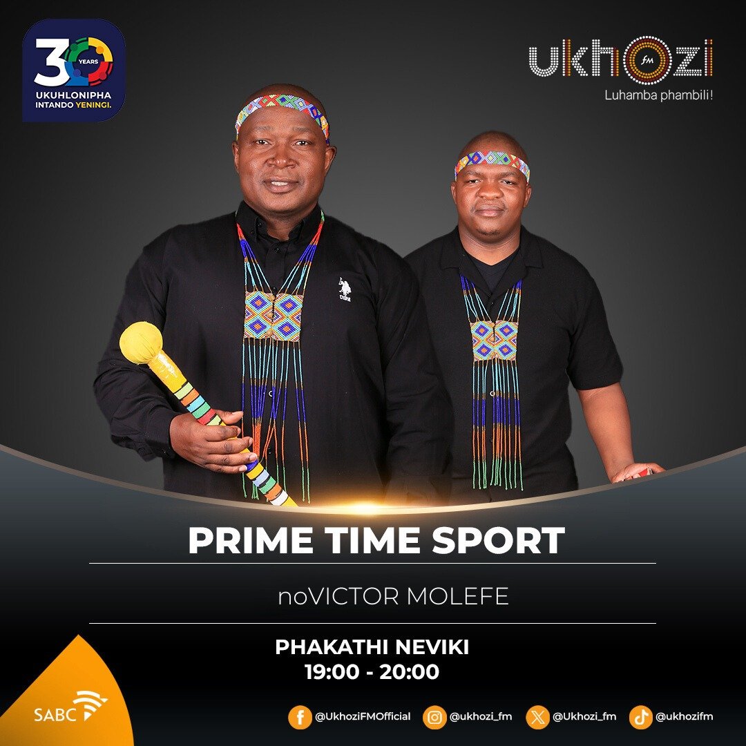 Prime Time Sport no-@victor_molefe kusukela ngo 19h00-20h00
ukhozifm.co.za 
#PrimeTimeSport #UkhoziFM #30YearsOfDemocracy