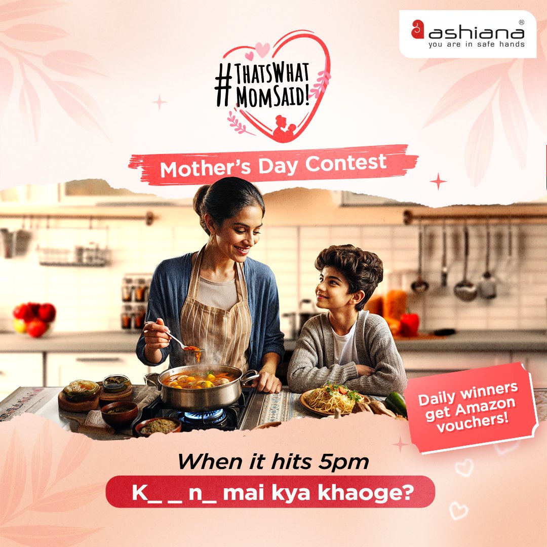 This #MothersDay, complete these classic mom lines for a chance to win Amazon vouchers! Here’s how to participate: - Comment your answer - Follow Ashiana Housing - Share this post or tag 3 of your friends to invite them to participate too Contest ends on 11th May, 2024!